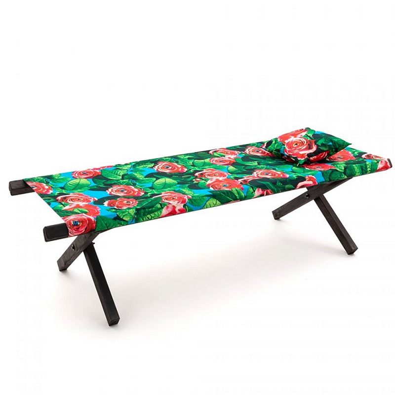 Шезлонг Seletti Poolbed Roses Черный Розовый Зеленый в Екатеринбурге | Loft Concept 