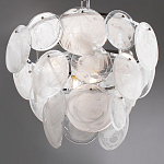 Люстра из белых стеклянных дисков на серебрянном каркасе White Glowing Reflectors варинант исполнения - 7 | Loft Concept в Екатеринбурге