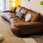 Диван кожаный с каркасом из массива дерева Medieval Furniture варинант исполнения - 4 | Loft Concept в Екатеринбурге