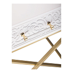 Приставной столик с выдвижным ящиком  White Table Carved Pattern варинант исполнения - 5 | Loft Concept в Екатеринбурге