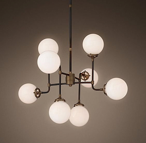 Люстра RH Bistro Globe Milk Glass 8-Light Chandelier