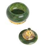 Икорница с крышкой с гравировкой из натурального камня Нефрит Decorative Cavair Dishes варинант исполнения - 2 | Loft Concept в Екатеринбурге