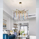 Люстра на подвесе с каркасом из металла и цветными подвесками из стекла Droplet Chandelier варинант исполнения - 1 | Loft Concept в Екатеринбурге