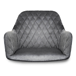 Барный стул со спинкой и подлокотниками на 4-х деревянных ножках Douglas Rhombus Серый Велюр варинант исполнения - 3 | Loft Concept в Екатеринбурге