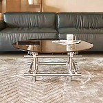 Дизайнерский журнальный стол с круглой столешницей на стальном основании Rivetyk варинант исполнения - 2 | Loft Concept в Екатеринбурге