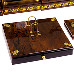 Настольный письменный набор с часами из природного камня обсидиана Royal Set варинант исполнения - 4 | Loft Concept в Екатеринбурге