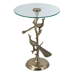 Столик с круглой стеклянной столешницей и корпусом в виде двух павлинов на ветке Table Two Peacocks варинант исполнения - 1 | Loft Concept в Екатеринбурге