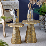 Журнальный столик с конусообразной основой и текстурной поверхностью золотого цвет Ethnic Metal варинант исполнения - 5 | Loft Concept в Екатеринбурге