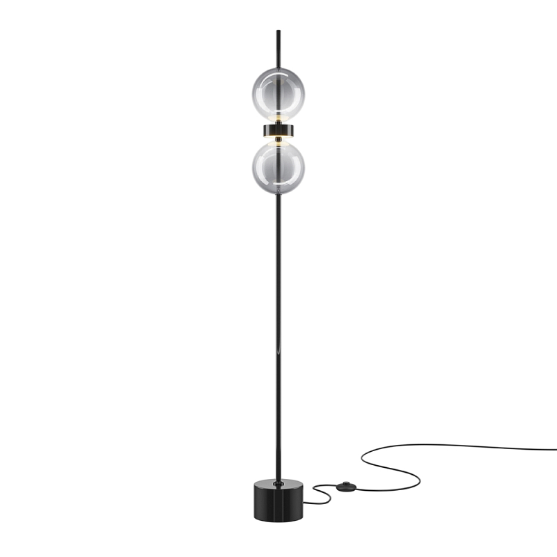 Напольный торшер светодионый Double Moon 3000К 15Вт Дымчатый (Smoke) Черный в Екатеринбурге | Loft Concept 