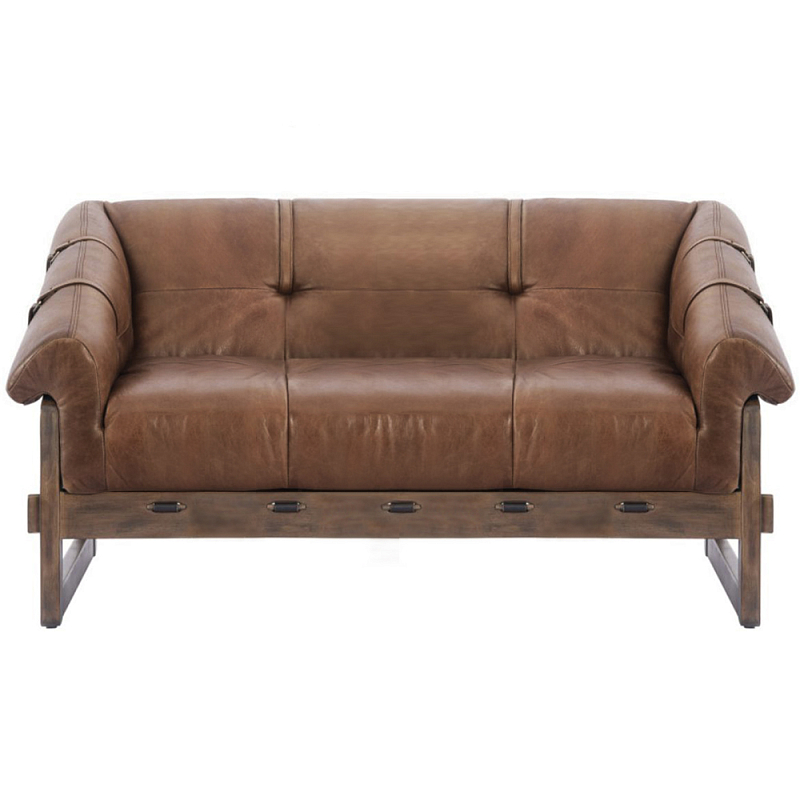 Двухместный диван Duncan винтажная коричневая кожа Коричневый винтаж в Екатеринбурге | Loft Concept 