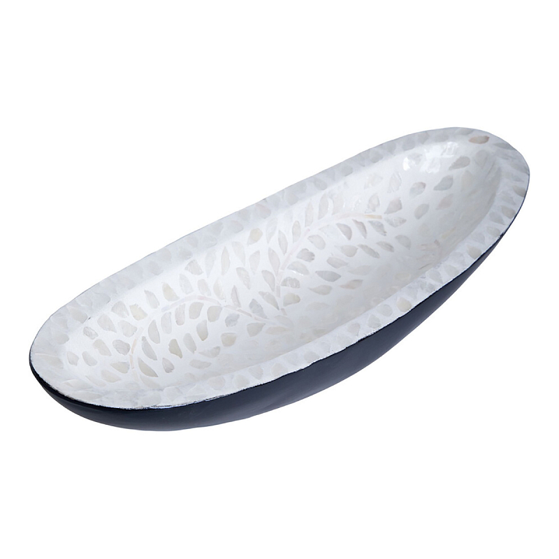 Блюдо декоративное Esmee White Big Белый Синий Блюдо декоративное Esmee White Big Белый Синий в Екатеринбурге | Loft Concept