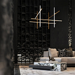 Люстра с 8-ю пересекающимися цилиндрическими плафонами на тонких тросах Trumpet tube варинант исполнения - 8 | Loft Concept в Екатеринбурге