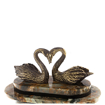 Часы настольные из натурального камня с декором в виде двух лебедей Swans Stone Clock варинант исполнения - 4 | Loft Concept в Екатеринбурге