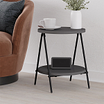 Стол приставной с 2-мя круглыми столешницами цвета антрацит ESSEL SIDE TABLE ANTHRACITE варинант исполнения - 4 | Loft Concept в Екатеринбурге