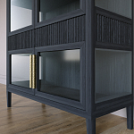 Витрина Primo со стеклянными фасадами и 2 ящиками Черный дуб варинант исполнения - 4 | Loft Concept в Екатеринбурге