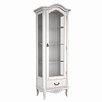 Витрина белая однодверная из массива бука с 4-мя полками и ящиком White Provence варинант исполнения - 1 | Loft Concept в Екатеринбурге