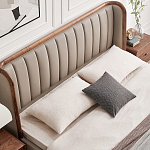 Кровать двуспальная с мягким изголовьем Moon Walnut Bed варинант исполнения - 5 | Loft Concept в Екатеринбурге