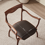 Стул деревянный с мягким сиденьем из коричневой натуральной кожи Moon Walnut Furniture варинант исполнения - 10 | Loft Concept в Екатеринбурге