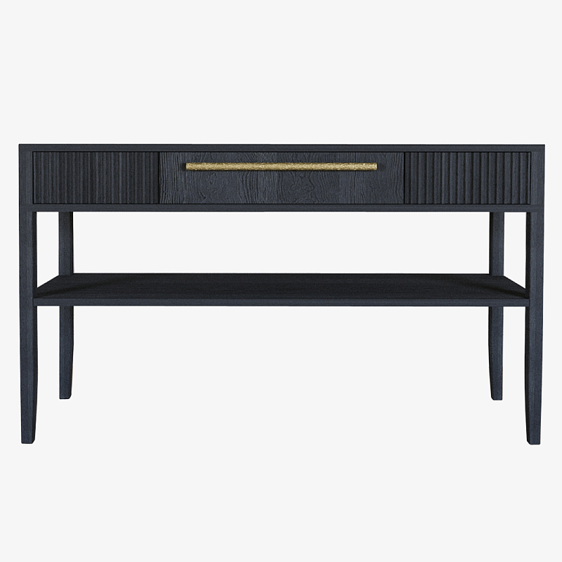 Дизайнерская Консоль с полкой и ящиком Primo Черный дуб Черный Золотой в Екатеринбурге | Loft Concept 