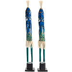 Комплект из 2-х деревянных статуэток Asmat Statuettes Blue Green варинант исполнения - 1 | Loft Concept в Екатеринбурге