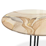 Стол журнальный круглый с бежевой столешницей из стекла Beige Marble варинант исполнения - 3 | Loft Concept в Екатеринбурге