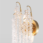 Бра с хрустальными прозрачными подвесками и круглым основанием золотого цвета FAIRYTREE Light варинант исполнения - 3 | Loft Concept в Екатеринбурге