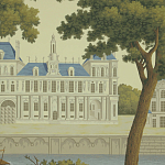 Обои ручная роспись Monuments of Paris Roberts on Sepia scenic paper варинант исполнения - 2 | Loft Concept в Екатеринбурге