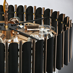 Люстра из черного металла с многоярусными подвесками из прозрачного хрусталя на золотой цепи Empire Black Chandelier Crystal варинант исполнения - 11 | Loft Concept в Екатеринбурге