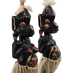 Комплект из 2-х деревянных статуэток Asmat Straw Headdress Statuettes Multicolor варинант исполнения - 5 | Loft Concept в Екатеринбурге