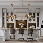 Люстра подвесная круглая с овальными подвесками из стекла дымчатого цвета Harlow Crystal Round варинант исполнения - 6 | Loft Concept в Екатеринбурге