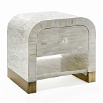 Тумбочка прикроватная с ящиком Tofino White Bone Inlay  Bedside Cabinet   варинант исполнения - 3 | Loft Concept в Екатеринбурге