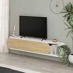 ТВ-тумба подвесная белая с полкой и откидной дверцей цвета древесины TONE TV STAND WHITE варинант исполнения - 2 | Loft Concept в Екатеринбурге