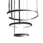 Люстра подвесная с 3-мя кольцами из кожаных ремней черного цвета Half Ring Horizontal  варинант исполнения - 1 | Loft Concept в Екатеринбурге