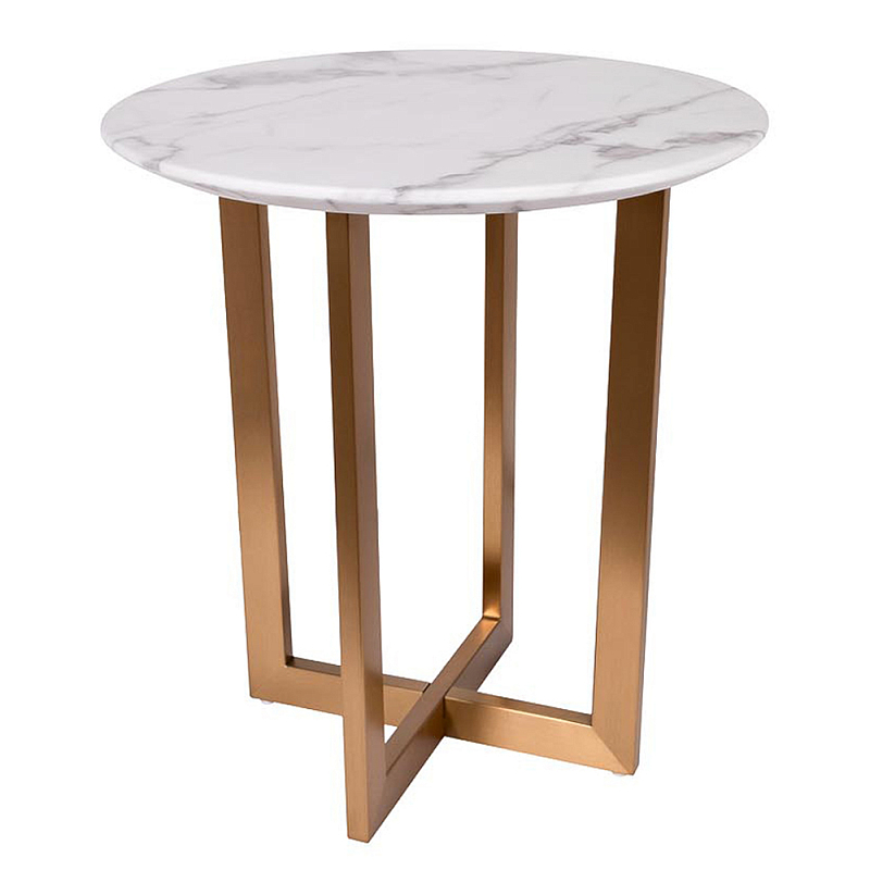 Столик журнальный круглый с белый столешницей Marsali Coffee Table Белый Золотой Столик журнальный круглый с белый столешницей Marsali Coffee Table Белый Золотой в Екатеринбурге | Loft Concept