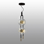 Подвесной светильник с 2-мя прозрачными стеклянными плафонами и золотистыми центральными вставками Virelia  варинант исполнения - 4 | Loft Concept в Екатеринбурге