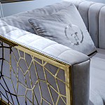 Кресло велюровое серое с фактурным каркасом золотистого цвета Best Traits варинант исполнения - 3 | Loft Concept в Екатеринбурге