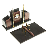 Настольный письменный набор из лемезита и змеевика с часами Royal Accessory варинант исполнения - 2 | Loft Concept в Екатеринбурге
