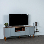 ТВ-тумба серая из массива бука с 2-мя дверками и ящиком Wenge Light варинант исполнения - 7 | Loft Concept в Екатеринбурге