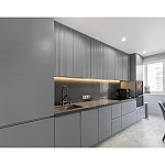 Прямой серый кухонный гарнитур с фрезерованным фасадом Idelle Kitchen Set варинант исполнения - 3 | Loft Concept в Екатеринбурге
