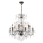 Люстра с хрустальными подвесками и металлическим основанием Диаметр 80 см Rococo Iron & Crystal Chandelier варинант исполнения - 2 | Loft Concept в Екатеринбурге