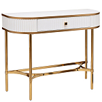 Консоль с ящиком белая с золотом Textured White Console with Gold варинант исполнения - 1 | Loft Concept в Екатеринбурге
