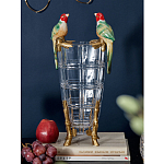 Ваза из прозрачного стекла с бронзовыми ножками и фигурками попугаев Eden Garden porcelain and bronze варинант исполнения - 1 | Loft Concept в Екатеринбурге