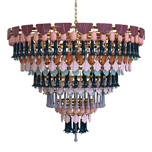 Люстра круглая с декором из разноцветных элементов в виде листьев Changing Seasons