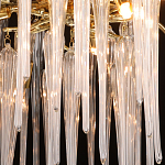 Люстра золотого цвета с декоративными ветками и длинными прозрачными стеклянными подвесами в форме сосулек Droplet Chandelier варинант исполнения - 5 | Loft Concept в Екатеринбурге