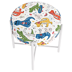 Пуф детский круглый с принтом на 4-х белых ножках Dinosaurs CHILDHOOD варинант исполнения - 3 | Loft Concept в Екатеринбурге