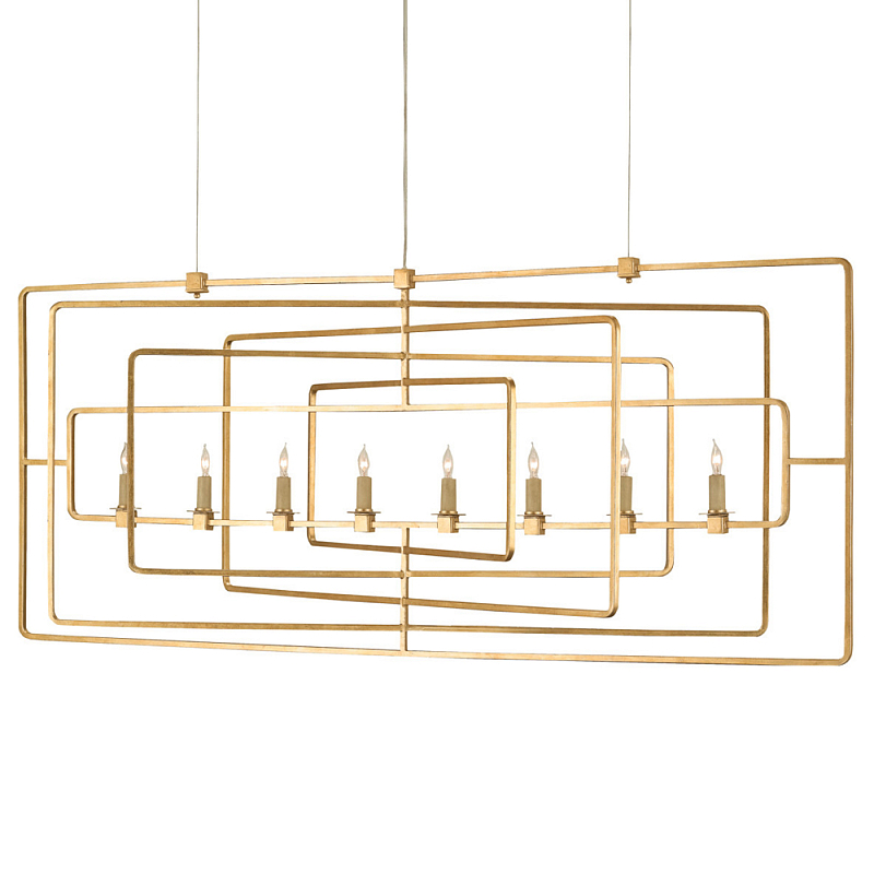 Люстра золотая из пересекающихся прямоугольных элементов Thin Intersecting Rectangles Золотой в Екатеринбурге | Loft Concept 
