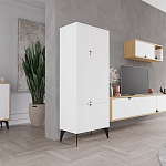 Комод белый с 4-мя дверцами на металлических ножках SPARK MULTIPURPOSE CABINET WHITE варинант исполнения - 4 | Loft Concept в Екатеринбурге