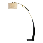 Торшер с изогнутой черной металлической ножкой и цилиндрическим абажуром из ткани Arched Metal Base  варинант исполнения - 1 | Loft Concept в Екатеринбурге