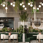 Люстра на штанге с 4-мя белыми шарообразными плафонами Bubble Chandelier варинант исполнения - 4 | Loft Concept в Екатеринбурге