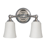 Бра для ванных комнат с 2-мя белыми плафонами в форме колокола на круглом основании цвета хром Feiss варинант исполнения - 1 | Loft Concept в Екатеринбурге